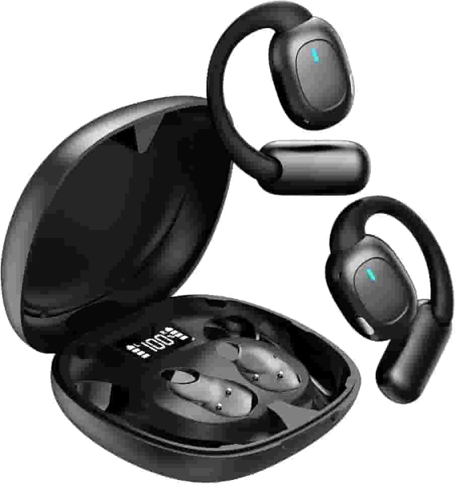 Fone de Ouvido bluetooth 5.3 Esportivo, Até 48 horas de Bateria, Confortável e Leve, IPX5 à Prova d'Água, Ideal para Corrida e Exercício, Compatível com Todos Dispositívos (Preto)