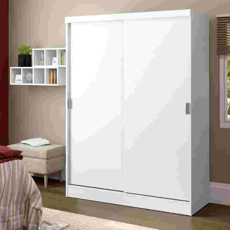 Guarda-roupa Solteiro Madesa Luke 2 Portas de Correr de Madeira - Branco