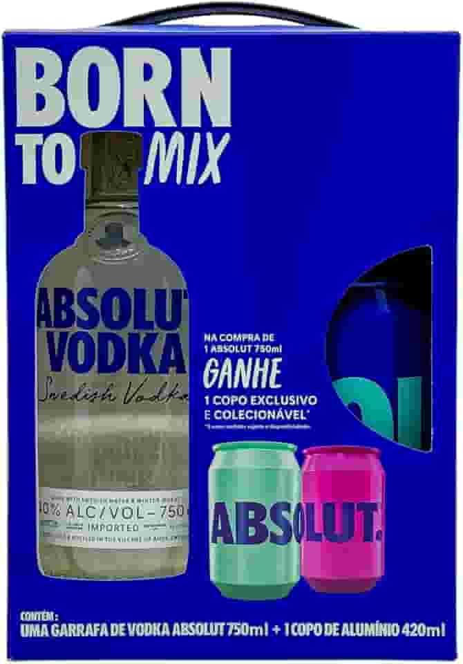 Kit Vodka Absolut Tradicional 750ml + Copo Absolut 420ml