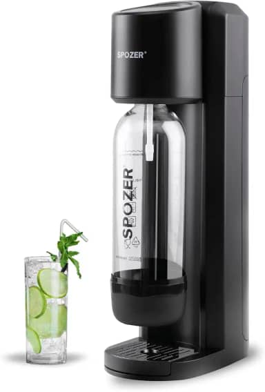 Spozer Máquina De Água Com Gás, Refrigerante Garrafa 1L, Compatível Todos Os Cilindros Co2 60L Rosca (Não Incluídos)