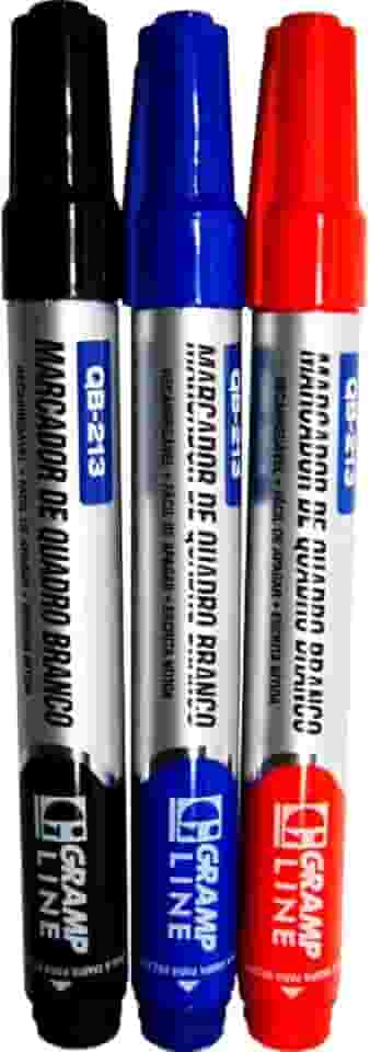Pincel Para Quadro Branco, Gramp Line, Qb213, Recarregavel, com 03 Cores