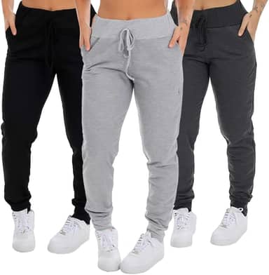 Kit 3 Calça Moletom Com Bolso Jogger Feminina Adulto