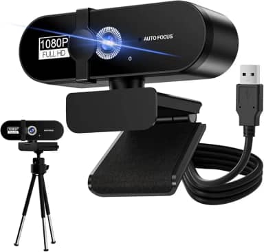 Webcam Full HD 1080P para Notebook com Microfone — Plug & Play USB, Ângulo Ajustável 360°, Tripé Incluso + Proteção de Privacidade — Ideal para Home Office, Streaming e Videochamadas (1080P)
