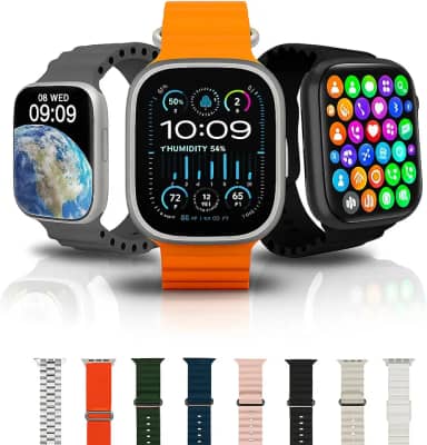 Relógio Smartwatch Com 7 Pulseiras e Tela AMOLED 2.2' Polegadas, Smartwatch Com Design Moderno e Funcionalidades Avançadas Multitarefa, Conexão Bluetooth 5.2