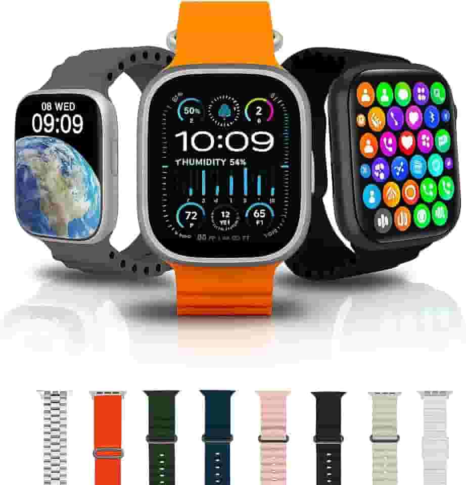 Relógio Smartwatch Com 7 Pulseiras e Tela AMOLED 2.2' Polegadas, Smartwatch Com Design Moderno e Funcionalidades Avançadas Multitarefa, Conexão Bluetooth 5.2