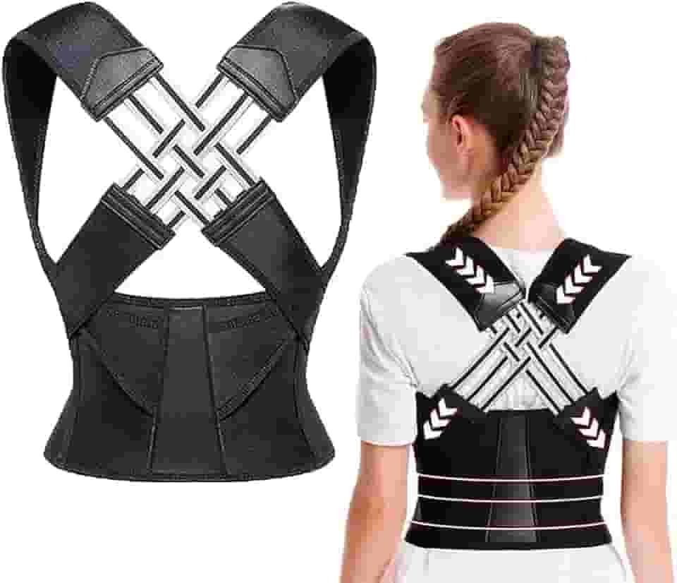 Colete Corretor Postural PostuMax - Cinta Ortopédica Postural Unissex, Suporte Lombar Ajustável, Corrija Sua Postura Durante a Rotina - 33 x Larg:40cm (Colete Fechado)