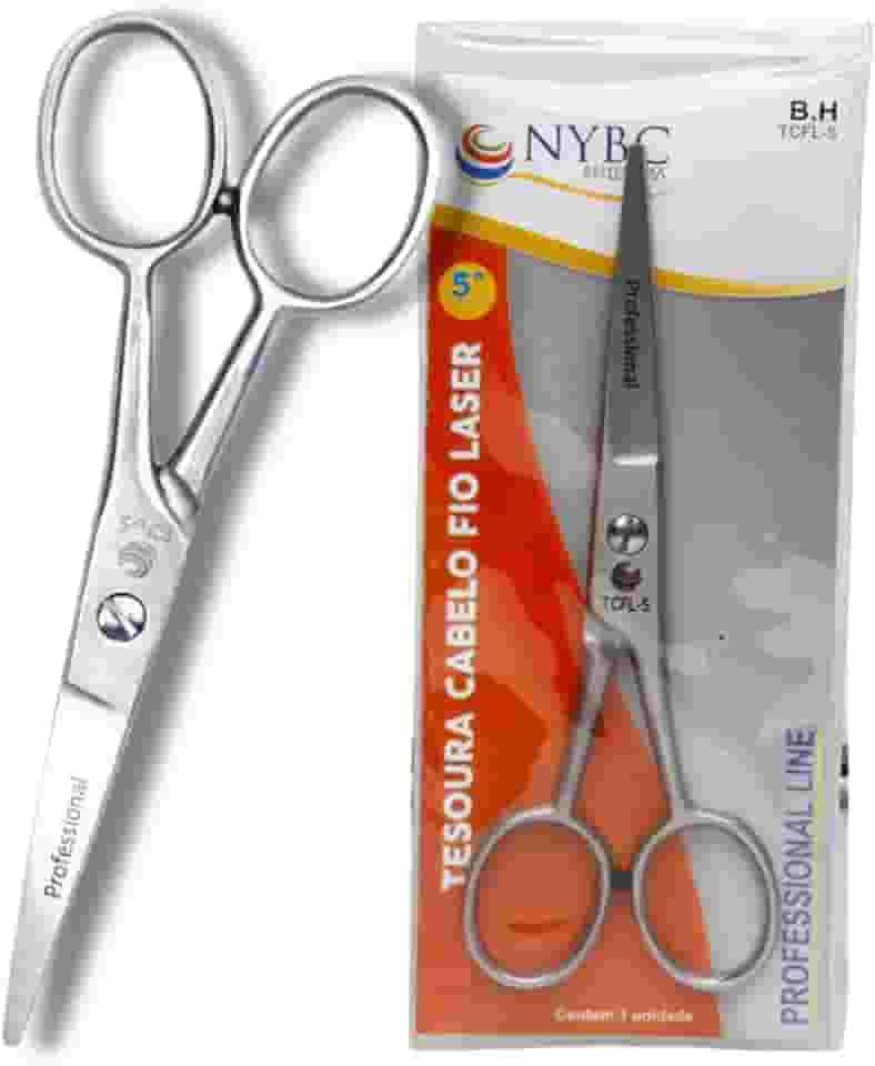 Tesoura Cabelo Fio Laser 5' (12,7cm) Aço Inox 420 Profissional Corte Reto NYBC Beauty TCFL-5