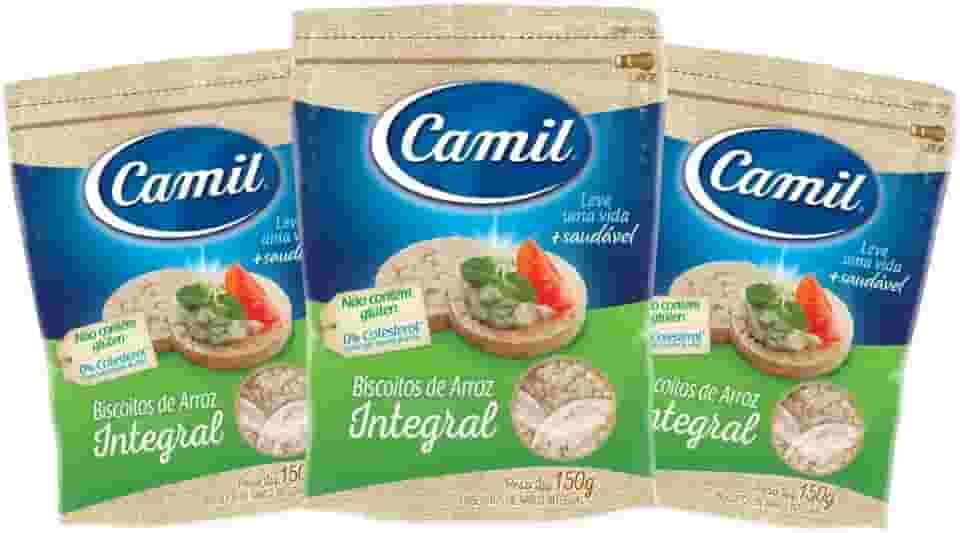 Biscoito/Bolacha de Arroz Camil Integral 3unx150g