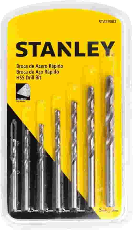 Stanley Conjunto de Brocas Ar Helicoidais, Ferramentas em Aço Rápido de 2 a 6mm, Modelo DW00738, 7 peças