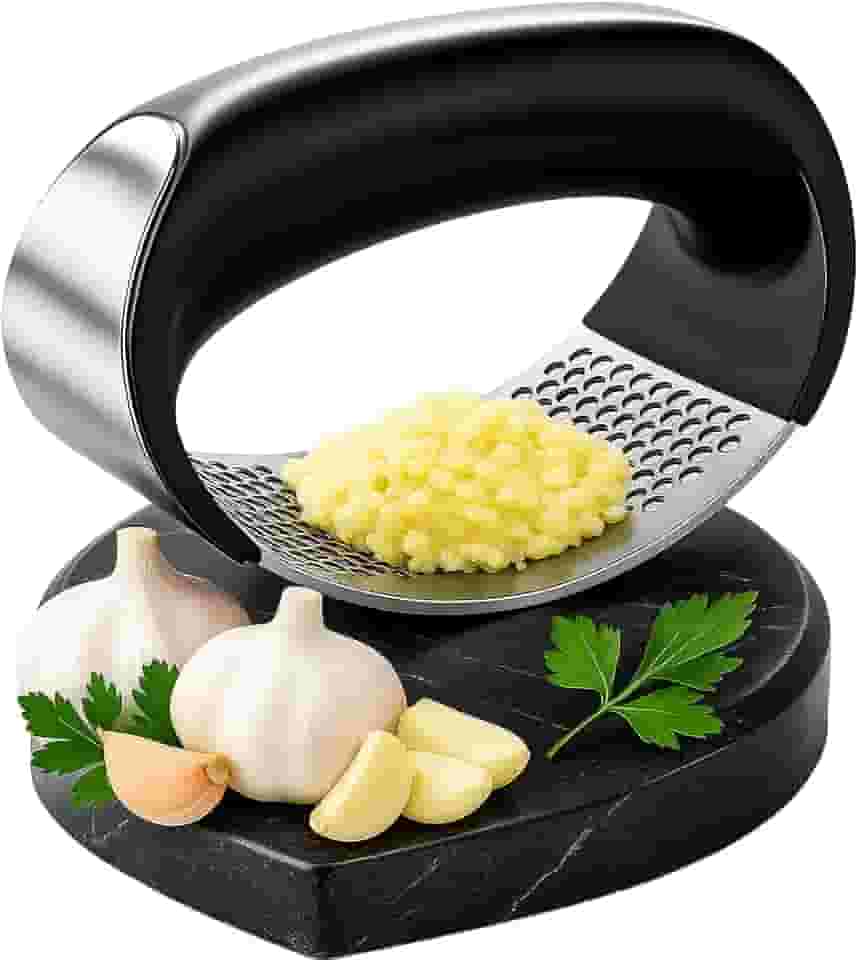 Espremedor de Alho e Amassador de Alho Manual em Aço Inoxidável Triturador Profissional com Alça Ergonômica em ABS Fácil Limpeza e Alta Durabilidade Premium
