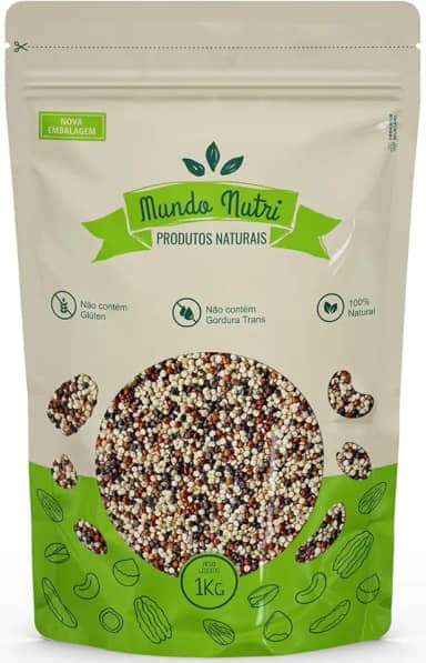 1kg Mix De Quinoa Branca, Preta e Vermelha Grãos Mundo Nutri