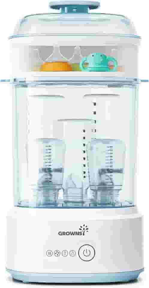 Esterilizador e secador de garrafas, esterilizador de garrafa de vapor elétrico compacto (Esterilizador de Biberones), desinfetante de mamadeira para bebé, chupeta, peças de bomba, azul