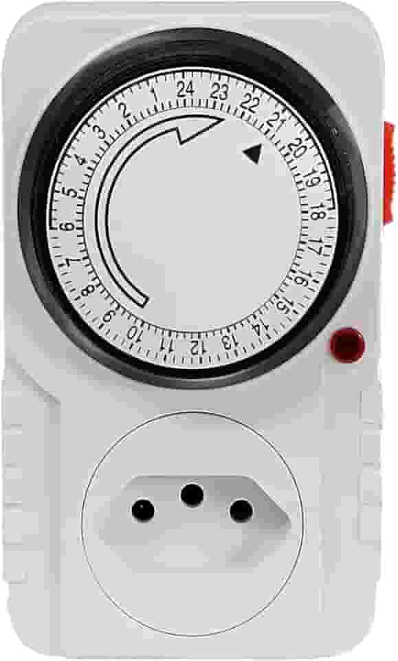 Timer Analógico Bivolt, Temporizador Elétrico com 96 Programações Diárias, Tomada Padrão Brasileiro, Branco, 12x7x6cm, Potência 2200W