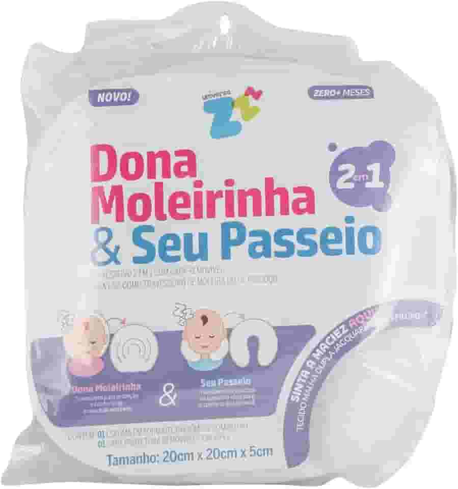 Travesseiro para Bebê Anti Plagiocefalia Posicional Cabeça Chata Dona Moleirinha E Seu Passeio - Integralmente Lavável - Branco - Fibrasca