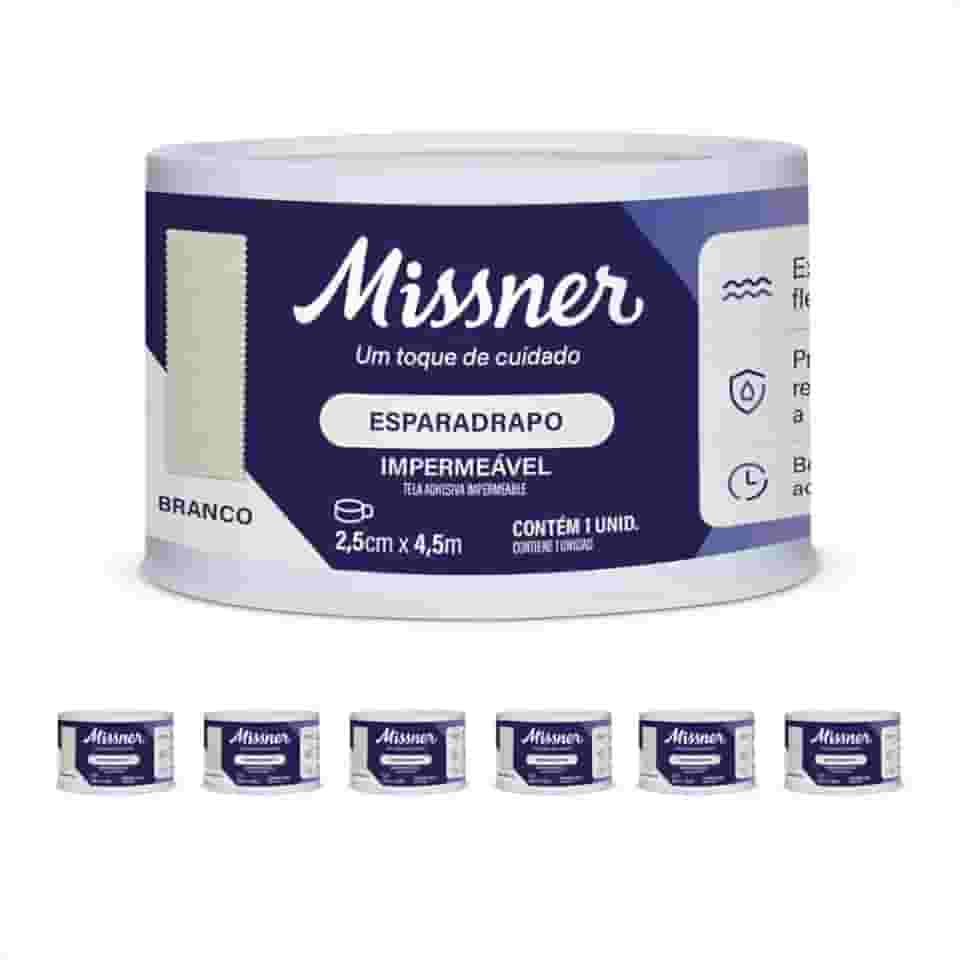 Kit com 6 Esparadrapo Impermeável Branco - 6 Unidades - 2,5cm X 4,5m