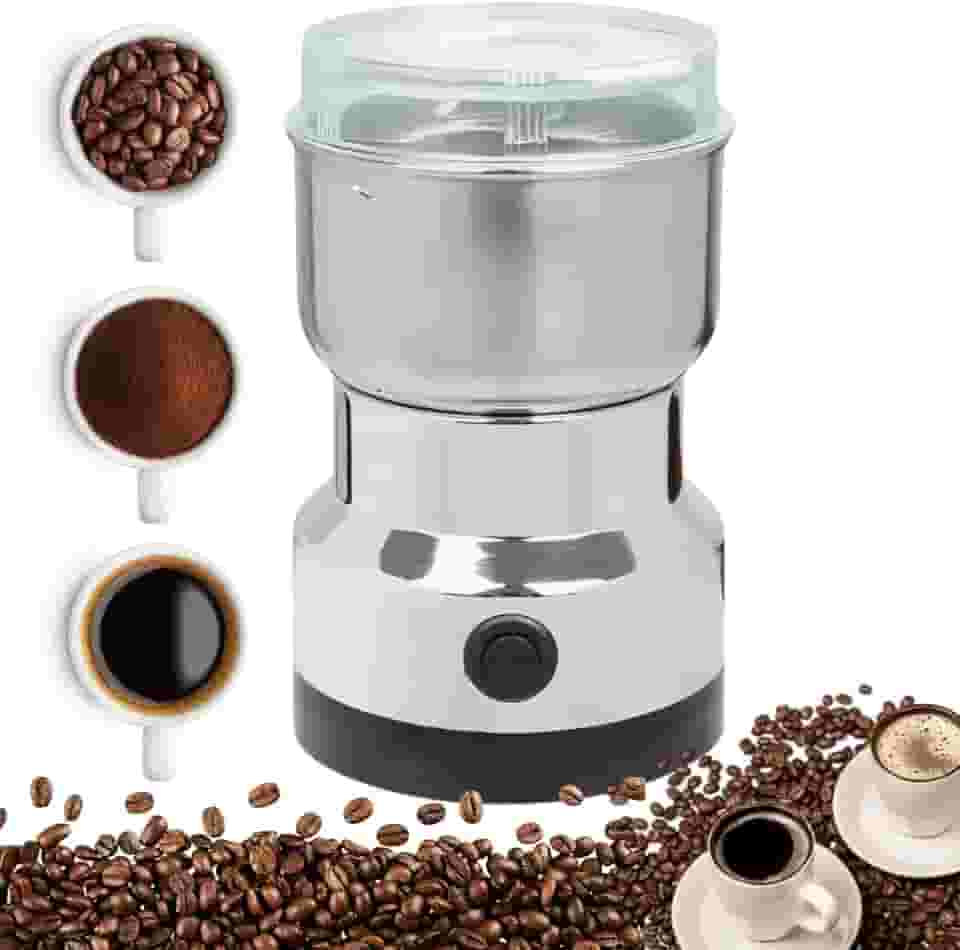 Moedor de Café Elétrico Triturador de Grãos, Temperos, Amendoim, Sementes, Especiarias, Ervas Secas, Raízes, Compacto e Portátil, Lâminas de Inox, Tampa Acrílico, Para Cozinho de Uso Doméstico 110v