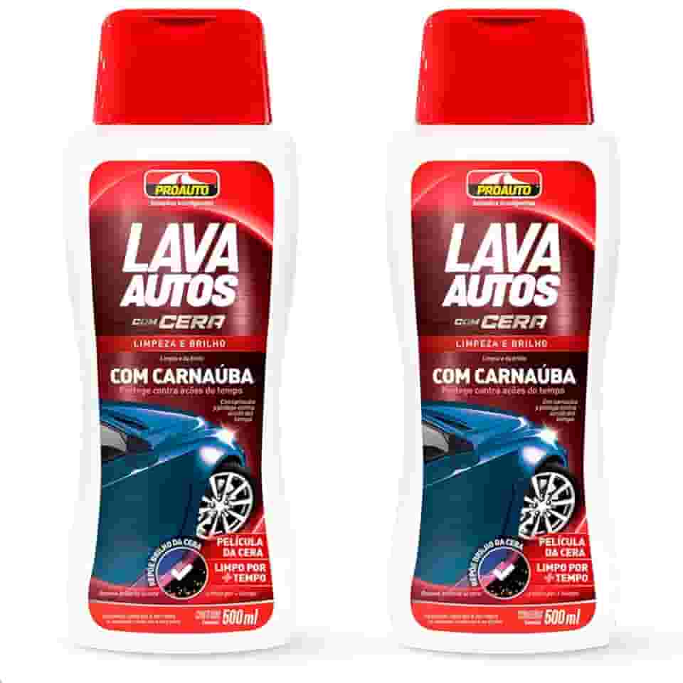 KIT 2 Lava Autos Shampoo Com Cera Carnaúba Super Brilho Pro auto 500Ml
