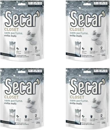Kit 4 Unid Evita Mofo Desumidificador Anti Mofo Closet Pendurável 250g Sem Perfume