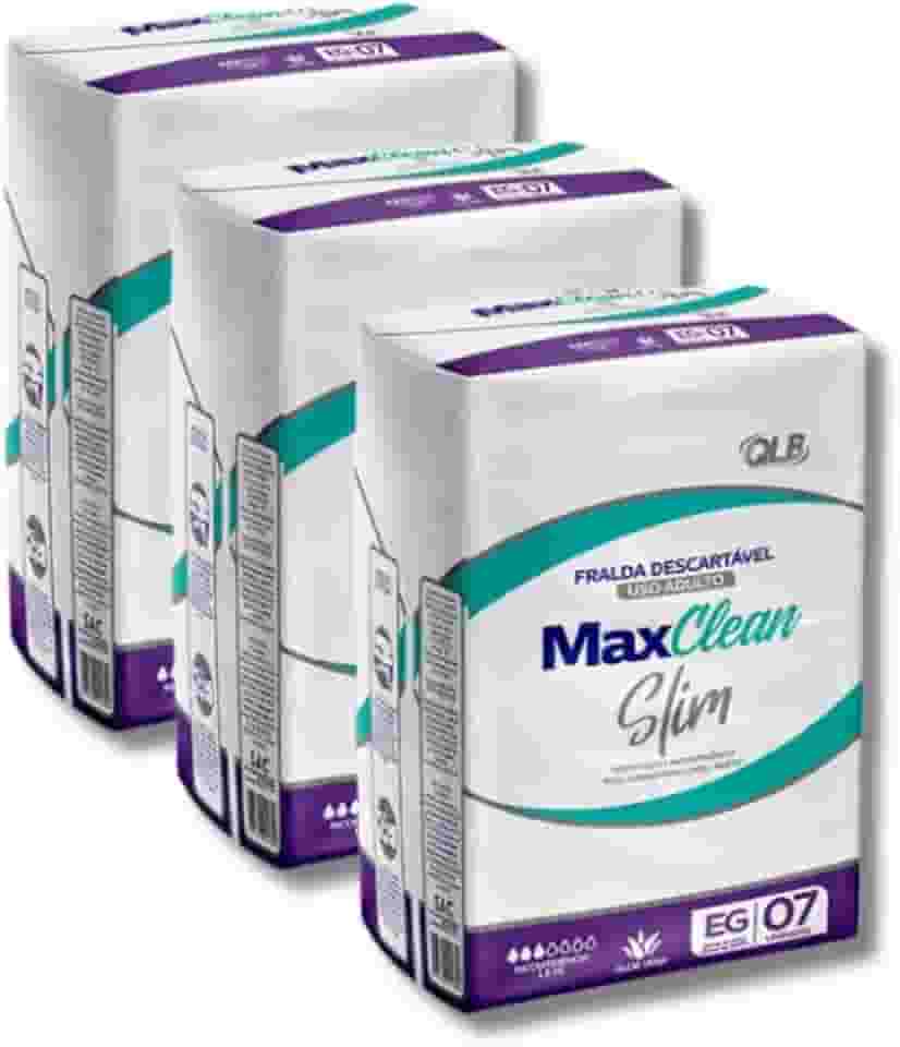 Fralda Geriatrica Unissex Slim EG C/07 Unidades - MAXCLEAN | Kit com 3 Pacotes