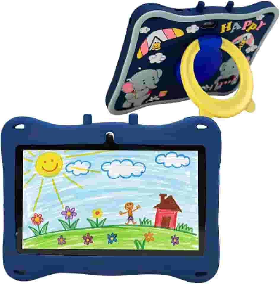 Tablet Infantil E13 Tela 7' 12GB + 2GB RAM, Wi-Fi, Bluetooth e 5G com Case Silicone, Canetinha Touch e Alça de Transporte (Azul)