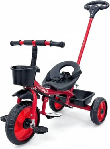 Triciclo Infantil com Pedal e Empurrador 3 Rodas Brinquedo Passeio Criança Atentu (Vermelho)