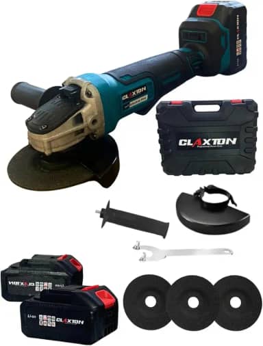 CLAXTON Esmerilhadeira Sem Fio com Bateria 21V 4.0Ah 2 Baterias Brushless Lixadeira Angular Profissional 850W 3 Discos 4-1/2” (115/125mm) 11000rpm