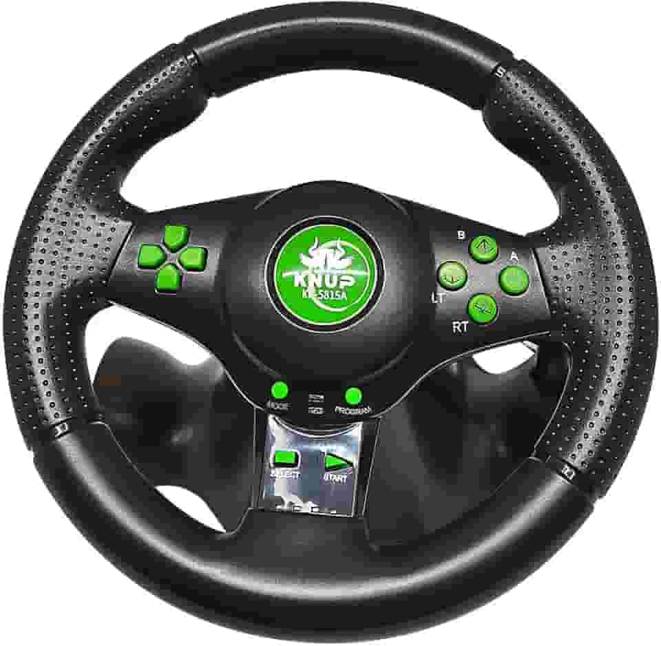 Volante De Vibração Gamer Com Pedais e Cambio Para Xbox360 PC PS2 PS3 Preto Giro 180º - KP-5815A