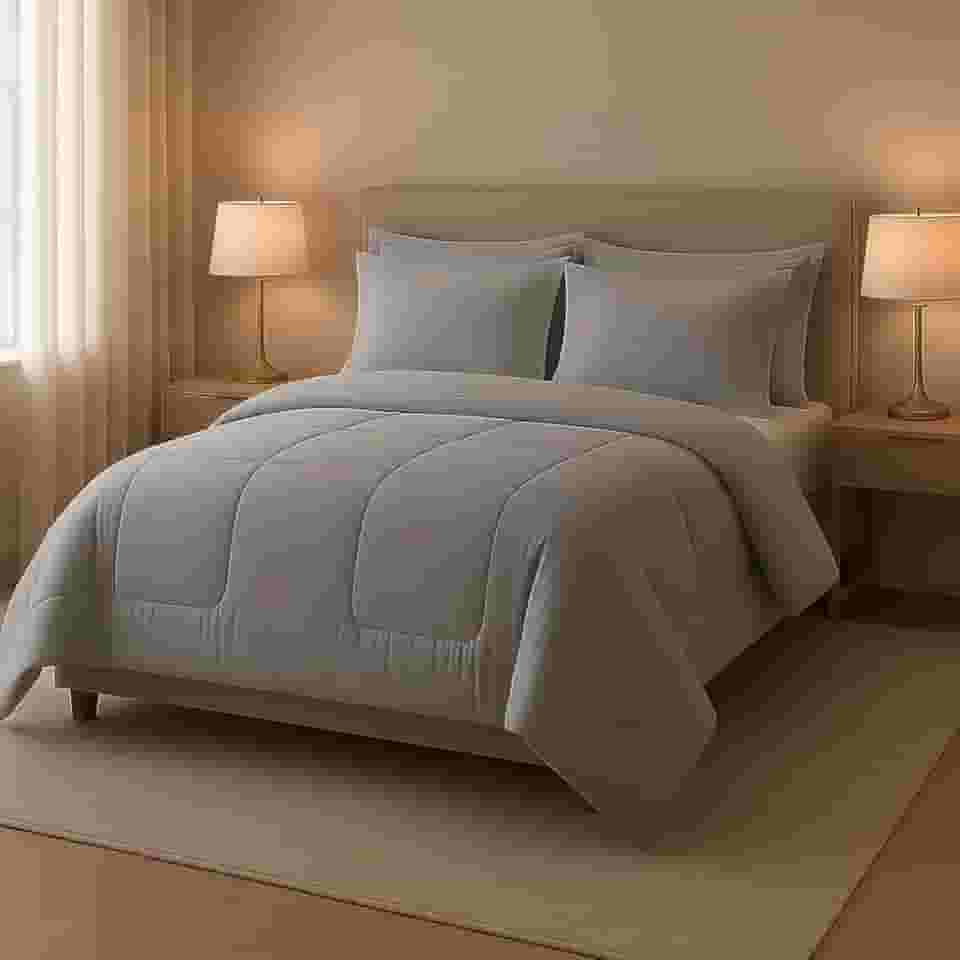 Edredom 06 Peças Queen Dupla Face Aconchego Casa Dona (Cinza)