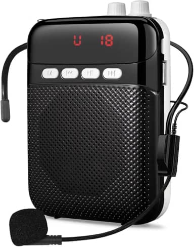 amplificador de voz portátil para professores, fone de ouvido com sistema pa de amplificador pessoal recarregável de 2400mah para microfone falante para professores, guias turístico