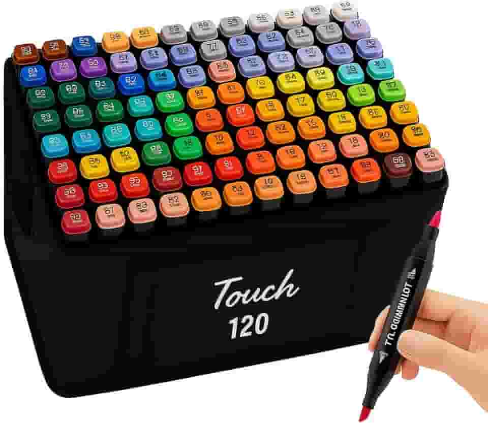 Caneta Marcador Para Colorir Desenho Profissional 24, 36, 48, 60, 80, 100, 120, 168 Cores Conjunto De Canetinhas Pontas Duplas Codificados por Cores Vivas para Desenho (120)