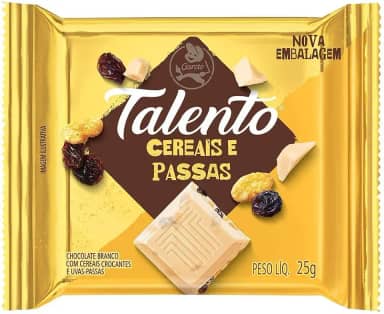 Chocolate Branco Mini Talento Amarelo Cereais E Passas 25Gr C/15 - Garoto