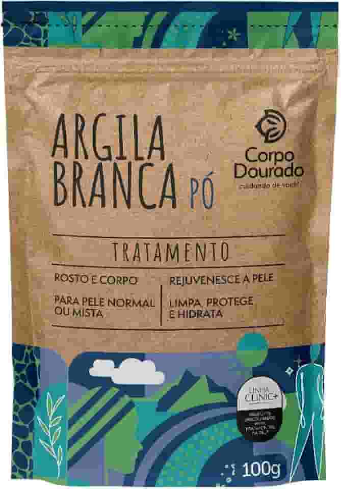 Corpo Dourado Argila Branca em Pó | Clareamento e suavização da pele | 100g
