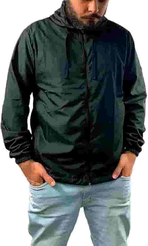 Jaqueta Corta Vento Liso Com Capuz Sem Estampa Blusa Agasalho