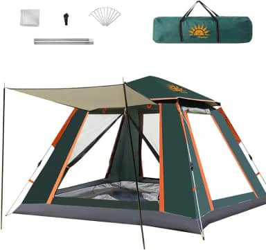 Barraca de Camping Automática 4-6 Pessoas, Impermeável com Mosquiteiro e Cobertura Solar, Dobrável