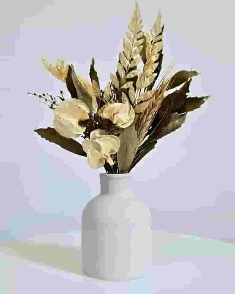 Arranjo De Flores Secas Decorativo Vaso Garrafa Vintage Lisa