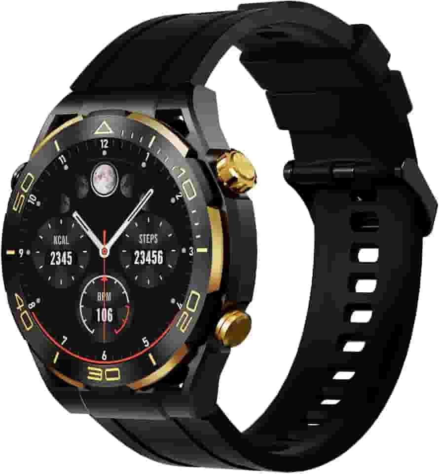 Basike, Smartwatch Esportivo W77 Pro Max Ultra, AMOLED/IP67/NFC, Compatível com iOS e Android, Impermeável até 30 Metros de Profundidade, (Preto ouro)