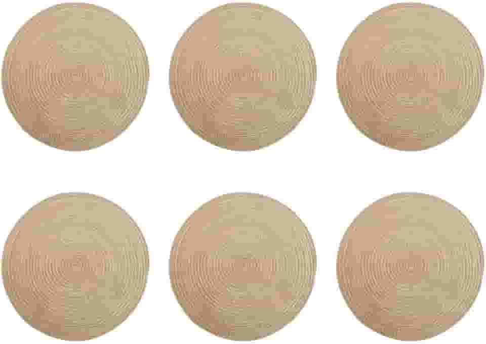 Pacote com 6 jogos americanos redondos trançados de 12,7 cm – Laváveis, tapetes de mesa reversíveis para casa e festas | Conjunto acessível (marrom