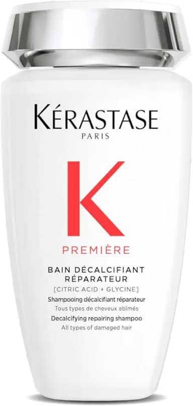 Kérastase Shampoo Première Bain Décalcifiant Réparateur, Todos os tipos de cabelos danificados, Reparador descalcificante, Neutraliza a quebra, Com Ácido cítrico e Glicina, 250ml