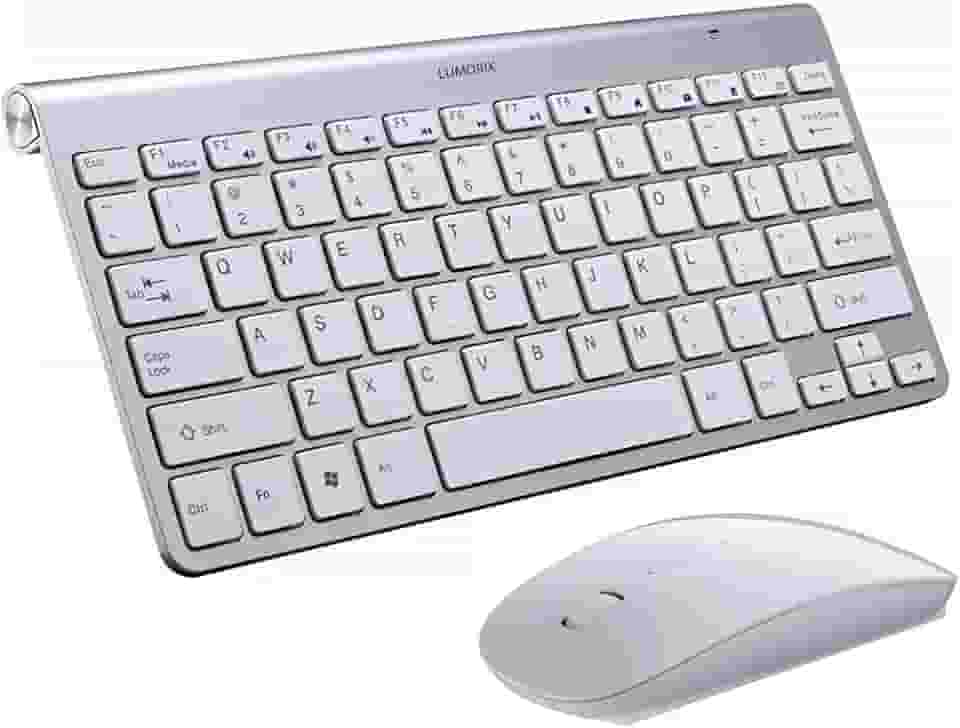 Kit Teclado + Mouse Sem Fio 2.4GHz Compacto Conexão Wireless Teclado com Switch Óptico e Mouse até 3200 DPI - Design Ergonômico Perfil Fino e Multimídia – Ideal para Trabalho Estudo LUMORIX LAR