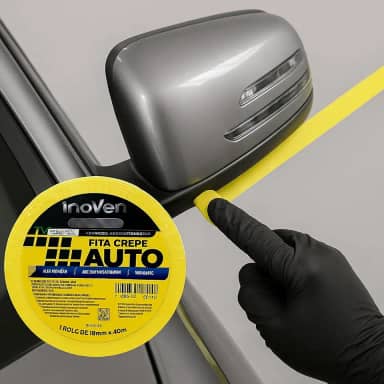 Fita Crepe Automotiva, Alta Fixação, 18mm x 40m, para Mascaramento, Funilaria, Pintura e Polimento