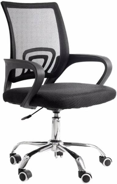 Cadeira de Escritório Secretária Base Cromada com Rodinha Fortt Roma Preta - CSF06-P