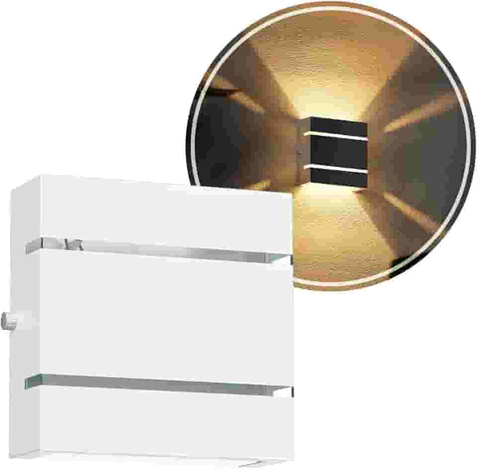 Arandela Externa Luminária de Parede Alumínio 2 Frisos 1 Foco 2 Fachos MF103 (Branco)