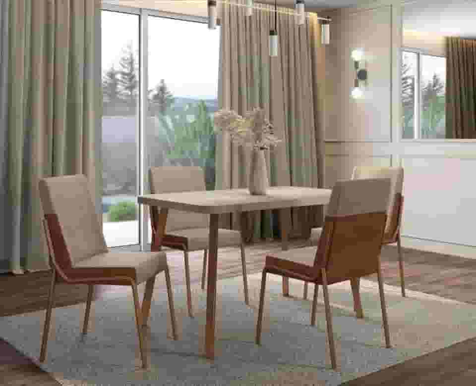 Conjunto Sala de Jantar 4 Cadeiras San Lorenzo Carraro Petra Rosê