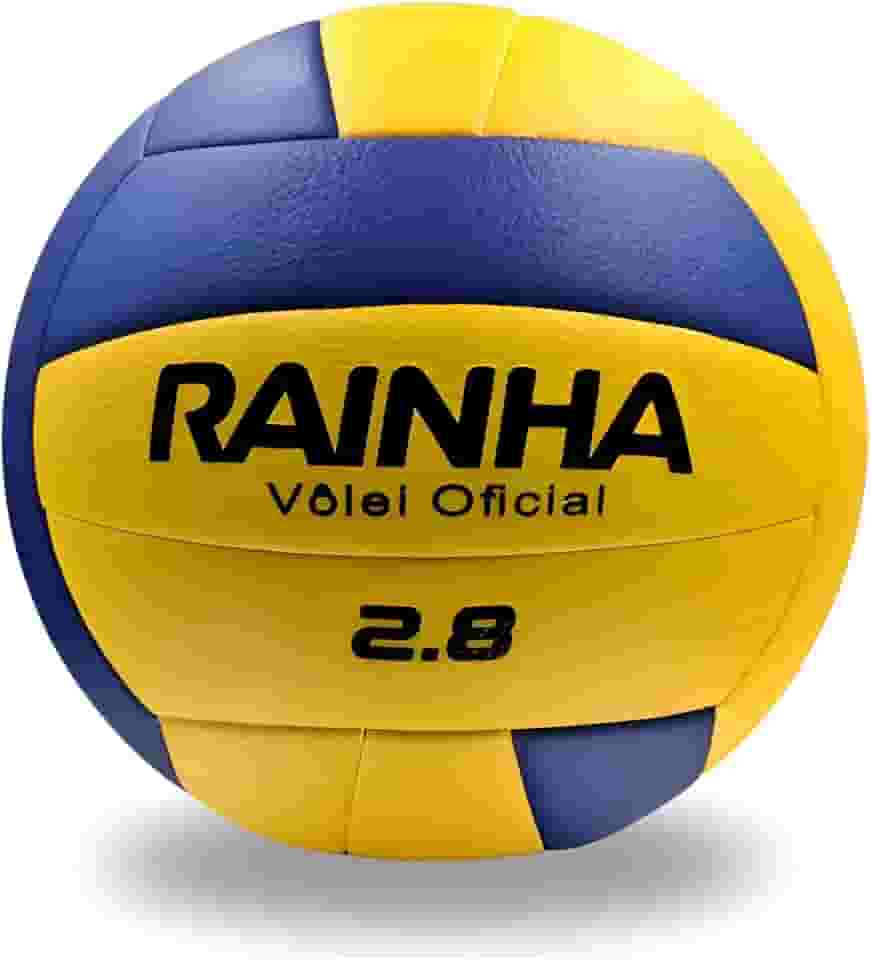Bola de Vôlei Profissional Rainha 2.8 Amarela e Azul – Superfície Lisa, Oficial, Leve e Resistente para Quadra, Praia, Jogos, Treinos e Lazer