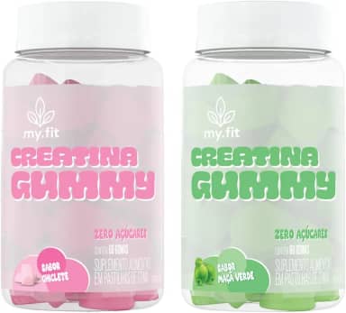 Kit 2x Creatina Gummy, Sabor Chiclete e Maçã Verde (120 Gomas) 3g de Creatina por Dose - Zero Açúcar, My Fit