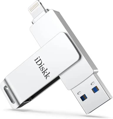 iDiskk Flash Drive de 256 GB certificado MFi para iPhone (14/13/12/11/XR/X) - Pen Drive USB 3.0 com Lightning para iPhone, iPad, MacBook, Laptops/PC