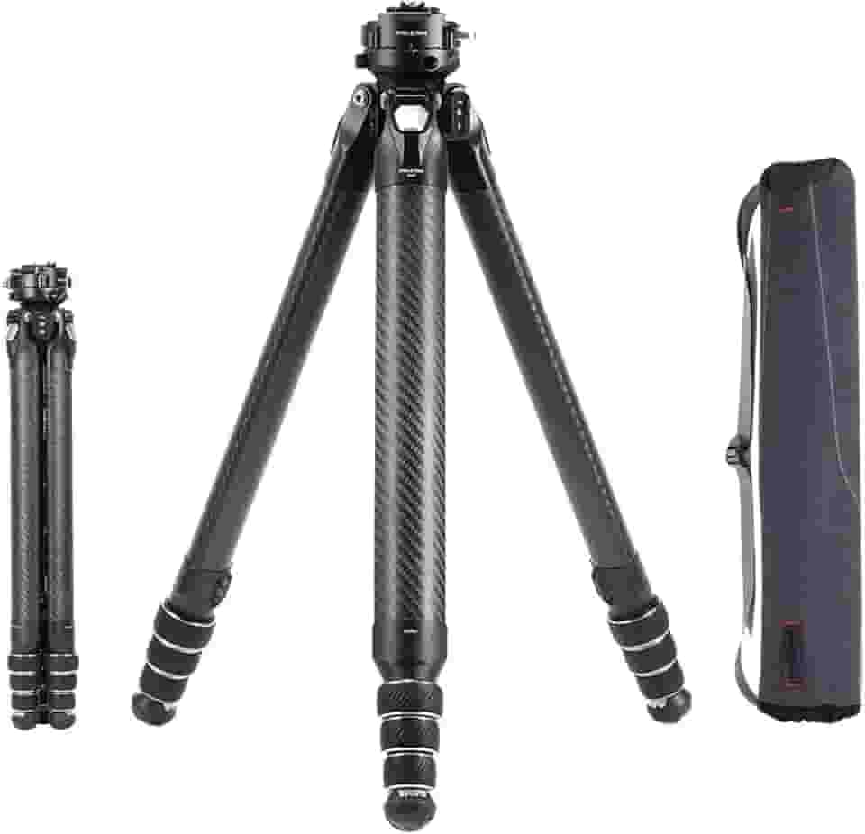 ULANZI TreeRoot Tripé de Fibra de Carbono, Tripé de Viagem 155cm com Trava Rápida e Cabeça Esférica 360° Carga 5kg, Interfaces F22 Parafuso 1/4' Furos para Alça para DSLR Mirrorless e Câmeras de Vídeo