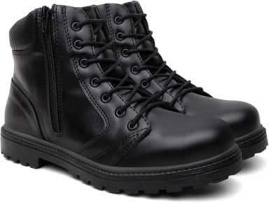 Coturno Masculino Cano Médio com Zíper Lateral Bota Estilo Militar Antiderrapante e Confortável para Uso Diário e Trilhas