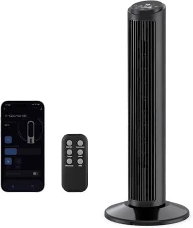 Hivento Ventilador de Torre Inteligente, alta Velocidade de 6,2 m/s, Oscilação de 70°, 3 Velocidades, 3 Modos, Controle Remoto/Por Toque/APP, Temporizador de 12H