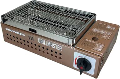 Guepardo, Fogareiro Horizontal Grillmaster em Aço Inoxidável com Sistema Flex Fuel, Ideal para Churrasco Camping e Viagens, Economia de Gás, Seguro e Prático, Pronto para Aventuras ao Ar Livre, Marrom